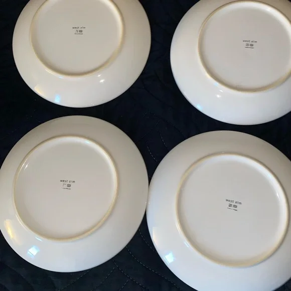 4 West Elm Light Blue Alta Organic Reactive Crackle Glaze Stoneware 8” Plates - Picture 10 of 15